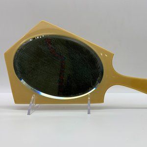 Vintage early plastic beveled hand mirror- Celluloid? Bakelite? Something else?